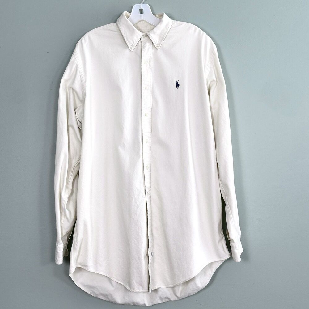 Ralph Lauren Blake Button Down Oxford Shirt Mens XLT Ivory Long Sleeve Pony